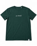 Camiseta So What verde con estampado blanco y etiqueta RMU, vista frontal sobre fondo blanco