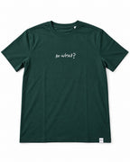 Camiseta So What verde con estampado blanco y etiqueta RMU, vista frontal sobre fondo blanco